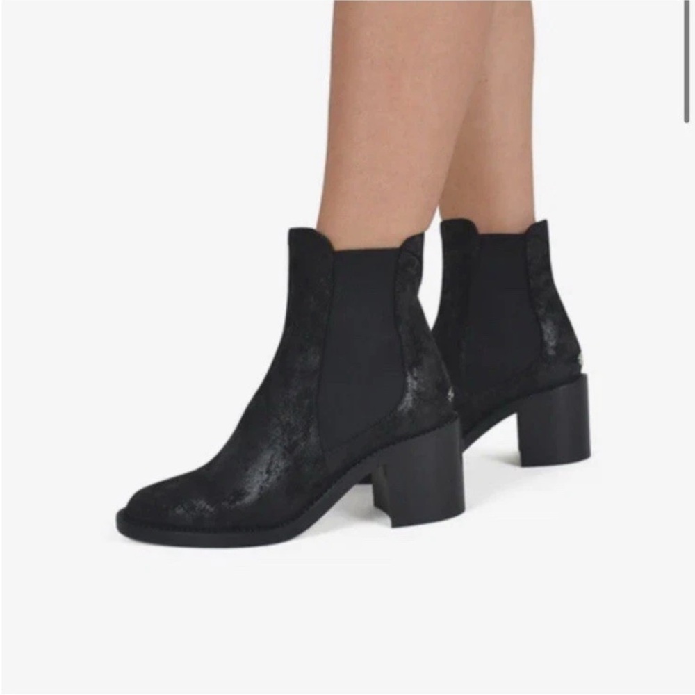 Jimmy Choo Women’s Merril Black Ankle Boots Block Heel Glitter Rhinestone 38.5